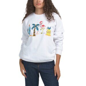 PACIFIC & CO White Christmas At The Beach Crew Neck Sweatshirt